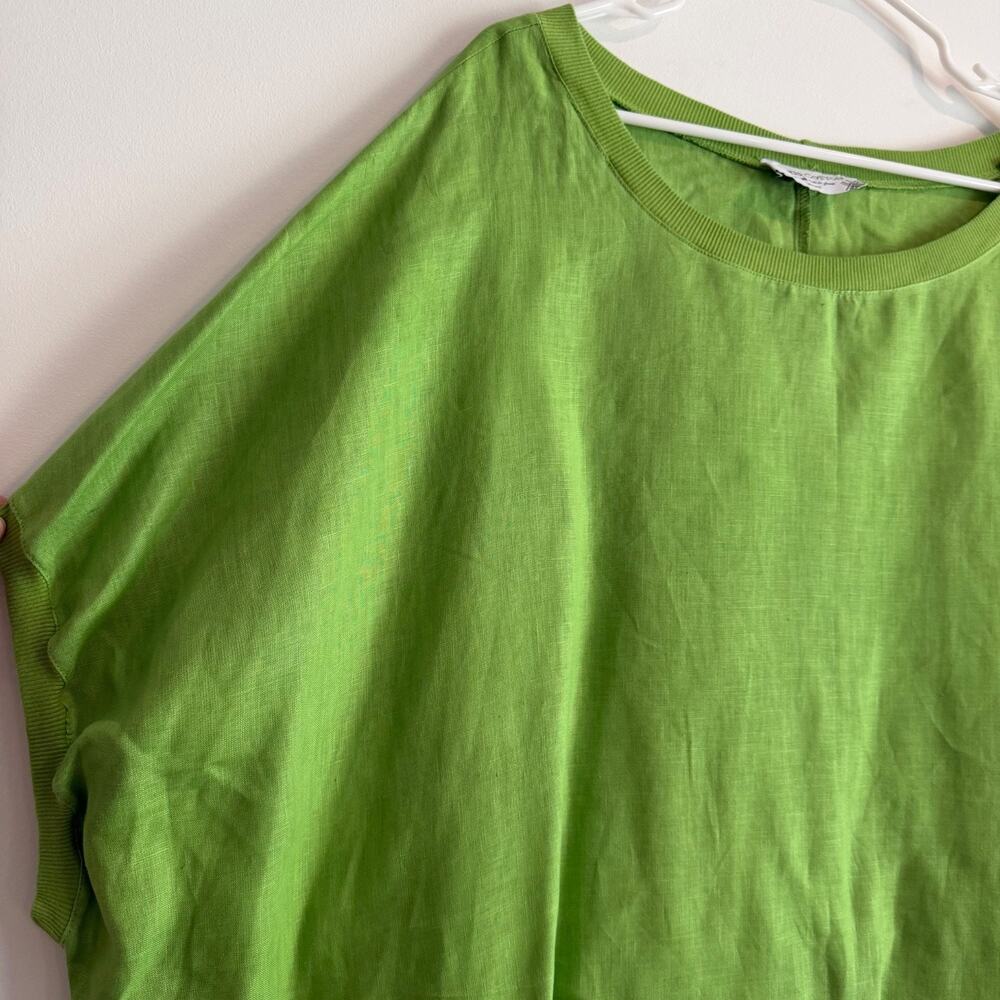 Harris Cotton Dress Women XL Oversized Green Linen Short Sleeve Kaftan Laganlook - Picture 4 of 8